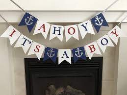 Ahoy It S A Boy Banner Boy Baby Shower Banner Baby Shower Decoration Nautical Baby Shower Anchors Navy Red White Photo Prop Newborn Nautical Baby Shower Red Baby Shower Nautical Baby Shower