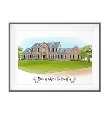 Digital House Portrait Print Custom Home Illustration House Etsy Digital Watercolor House Portraits Custom House Portrait