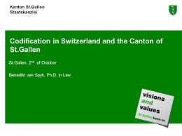 Das volkswirtschaftsdepartement ermächtigt die gemeinden, den läden des detailhandels im jahr 2020 neben den vier ordentlichen sonntagsverkäufen zwei oberer graben 12 9001 st.gallen tel. Codification In Switzerland And The Canton Of St Gallen Ppt Video Online Download