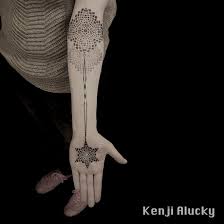 Small anchor pinky finger tattoo. Geometric Hand To Arm Tattoo