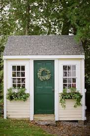 Shed Plans Garden Shed With Wreath More Easy Ways To Restyle Your Garden Shed At Www Redonline Co Uk Now You Can Build A Shed Design Backyard Sheds Green Door