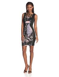 Jax Women S Printed Dress With Lattice Neck Detail Black Blush 2 Jax Http Www Amazon Com Dp B00pndjueg Ref Cm Sw R Pi Dp Vv50ub0b Dresses Print Dress Women