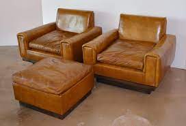 Vintage danish mid century cognac skipper leather lounge chair. Mid Century French Cognac Leather Club Chairs And Ottoman At 1stdibs