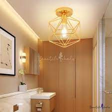 From the latest modern led flush mount chandelier to a glamorous crystal mount chandelier, these fixtures can add a luxurious look to your space without the need for as much clearance as a hanging chandelier. Polished Brass Ceiling Lights Transitional Iron 1 Head Prismatic Flush Mount Light For Bathroom Takeluckhome Com