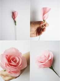 Zarte Rose Selber Machen Aus Seiden Oder Krepppapier Papierblumen Basteln Papierrosen Basteln Blumen Basteln Aus Papier
