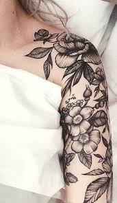 Black And White Vintage Style Flower Sleeve Tattoo 30 Of The Most Popular Shoulder Tattoo Ideas For Women Realistic Rose Tattoo Rose Tattoos Shoulder Tattoos For Women
