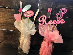 Custom Spa, Glam, Make-up Birthday Cupcake Toppers or Centerpiece Stakes,  Makeover Party, Tween Birthday, Makeover Birthday, Teen Birthday