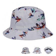 New Design Suit Hats Swallow Printed White Bucket Hat For Women 01 0025 Outdoor Fishing Cap Custom Bucket Hat Goldtop 1 Hats For Women Custom Bucket Hats Hats