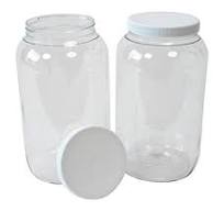 1 Gallon Clear Plastic Jars With Ribbed Liner Screw On Lids, BPA Free, PET  Plastic, Made In USA, Bulk Storage Containers 2 Pack (1 Gallon)