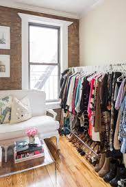 Open Closet And Combination Office No Closet Solutions Studio Apartment Design Small Bedroom