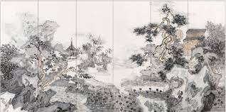 aoimika 品牌高端定制面料 可提供哑光 亚麻 绒面 丝绸 透光纱等多种高级面料选择 品质感好 手感细腻精致 图案款式多 并可提供硬包和屏风隔断等产品定制服务 chinese wall art oriental art mural painting