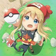 Girl Blonde Hair Blush Pokeball Pokemon Trainer Pokemon Protagonist Blue Eyes Hat Mash Up Anime Anime Pokemon Moon Pokemon