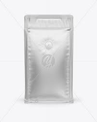 Matte Metallic Coffee Bag With Valve Mockup In Bag Sack Mockups On Yellow Images Object Mockups