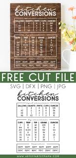 Download Kitchen Conversion Chart 16 Free Kitchen Cut Files Artsy Fartsy Mama