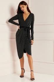 Lipsy Glitter Pinstripe Wrap Dress Lipsy Dresses Going Out Dresses Fashion