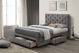 Hibernate in cushy comfort this christmas. Monet Velvet Fabric Three Drawer Storage Bed Buttoned Headboard