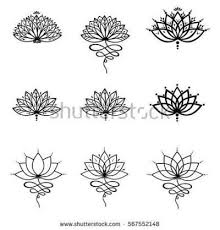 Set Ornamental Lotus Flower Vector Lotus Tattoo Design Tattoo Pattern Lotus Flower Tattoo