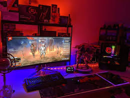 New Setup With The Asus Rog Swift Pg35vq 3440x1440 200hz Asus Rog Pc Setup Asus