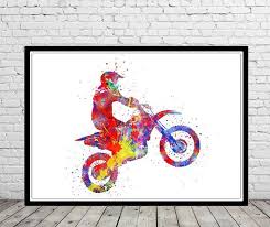 Motocross Dirt Bike Watercolor Print Motorcycle Sport Bike Etsy Motocross Bike Race Poster Sport Bikes