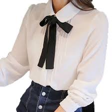 Vista Women Chiffon Shirts Vintage Long Sleeve Bow Knot Blouses Peter Pan Collar Preppy Offical Shirt Walmart Com Peter Pan Collar Blouse Collared Shirt Outfits Chiffon Shirt