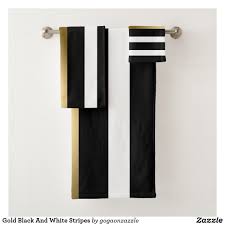 Black And White Bathroom Towel Set Gold Black And White Stripes Bath Towel Set Zazzle Com Striped Bath Towels White And Gold Decor Black And Gold Bathroom