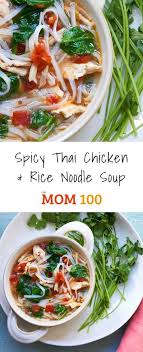 Spicy Thai Chicken And Rice Noodle Soup Lemongrass Ginger Fish Sauce Rice Noodles All Come Together In Rice Noodle Soups Rice Noodles Chicken Rice Noodles