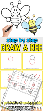 Bumble bee black and white. How To Draw A Bee Cute Step By Step Tutorial Easy Peasy And Fun
