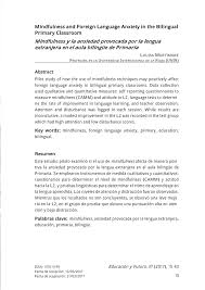 Roberto castón, eva garcía supervisión pedagógica: Pdf Mindfulness And Foreign Language Anxiety In The Bilingual Primary Classroom