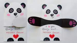 Finally, attach the money diploma to the card with a glue dot. Friendship Card Cute Panda Card For Friends Friendship Card Making Special Card For Friend Youtube