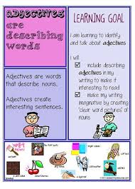 A Colourful Adjective Chart Gives A Definition Learning