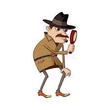 Detective With Magnifying Glass Illustration Of Mustachioed Detective Looking Through Magnifying Glass Stock Illustration Magnifying Glass Vector Illustration