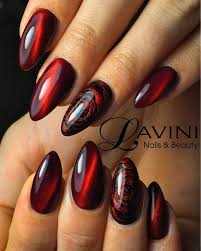 Black And Red Cat Eye Nails Pin By Regina Burzminskiene On Nagai With Images Lace Nails Cat Eye Nails Ombre Nail Designs
