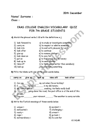 Vocabulary worksheets for grade 8. 7th Grade Vocabulary Worksheets Printable Grammar Review 7th Grade Esl Worksheet By Ffpg Download Pdf Format Math And Science Worksheets Now