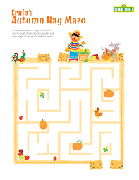 Printable Sesame Street Autumn Hay Maze With Ernie Thanksgiving Coloring Pages Free Thanksgiving Coloring Pages Sesame Street Coloring Pages