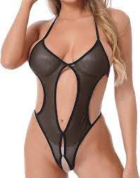 Amazon.com: Women's 1 Piece Backless Mesh Body Suit Neck Lace Up Sheer Up  Sexy Lingerie Sets Boobless Lingerie for Women Casual Black: Clothing,  Shoes & Jewelry