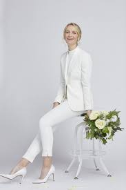 Women S White Tuxedo Jacket In 2020 Women Suits Wedding White Wedding Suit White Tuxedo