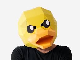 Rubber Duck Mask, Duck Costume , DIY Printable Halloween Mask, Instant Pdf  Download, 3D Low Poly Masks, Papercraft Template, Origami Mask