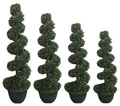 Conically shaped trees are the easiest to work into a spiral shape. Artificial Plant Trees Wholesale Artificial Boxwood Spiral Topiary Trees Buy Artificial Plant Trees Wholesale Artificial Boxwood Spiral Tree Artificial Topiary Trees Product On Alibaba Com