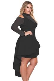 Black Plus Size Mesh Trim Hi Lo Peplum Bodycon Dress In 2019 Peplum Dress Bodycon Dress Dresses