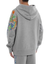 Gucci Embroidered Dragon Grey Cotton Hoodie Ø³ÙˆÛŒØ´Ø±Øª 475374x9v461111 Men's heather grey, green, red and gold gucci hoodie with rib knit trim and drawstring closure at hood. gucci