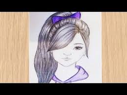 picture of farjana drawing academy drawing a girl with ponytail hairstyle رسم سهل رسم بنت للمبتدئين youtube drawings girl drawing female sketch