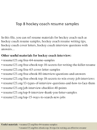 top 8 hockey coach resume samples