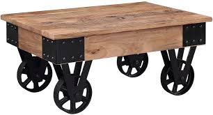 A coffee table set will usually include a larger coffee table that you can put in front of your sofa along with one or two smaller end tables. Rustic Country Coffee Table With Metal Ta Wheels End Cabinet Max 67 Off Tv