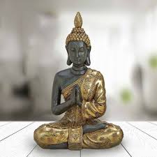 Deko Thai Buddha Statue Figur Sitzend Aus Poly Hohe 20cm Buddha Figur Thai Buddha Statue Buddha