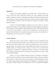A position paper on the topic abortion. A Position Paper On The Legalization Of Abortion In The Philippines Docx A Position Paper On The Legalization Of Abortion In The Philippines Course Hero