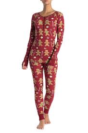 Munki Munki Red Gingerbread Print Pajama 2 Piece Set Hautelook