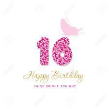 And may these dreams make your life sweeter. Happy Birthday Card For Girls Sweet 16 Glitter Numbers Pink Royalty Free Cliparts Vectors And Stock Illustration Image 109233664