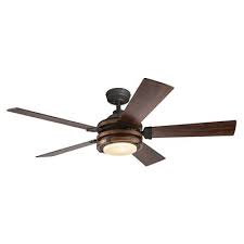 Kichler Lighting Barrington 52 In Distressed Black And Wood Downrod Ceiling Fan 5 Blade Ceiling Fan With Light Fan Light Ceiling Fan