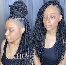 What Kind Of Hair Do You Use For Messy Locs Depending On Your Desired Length And Exact Lo Braids With Shaved Sides Faux Locs Hairstyles Shaved Side Hairstyles