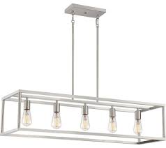 New Harbor Island Chandelier Island 5 Light Brushed Nickel Industrial Kitchen Island Lighting By Designer Lighting And Fan